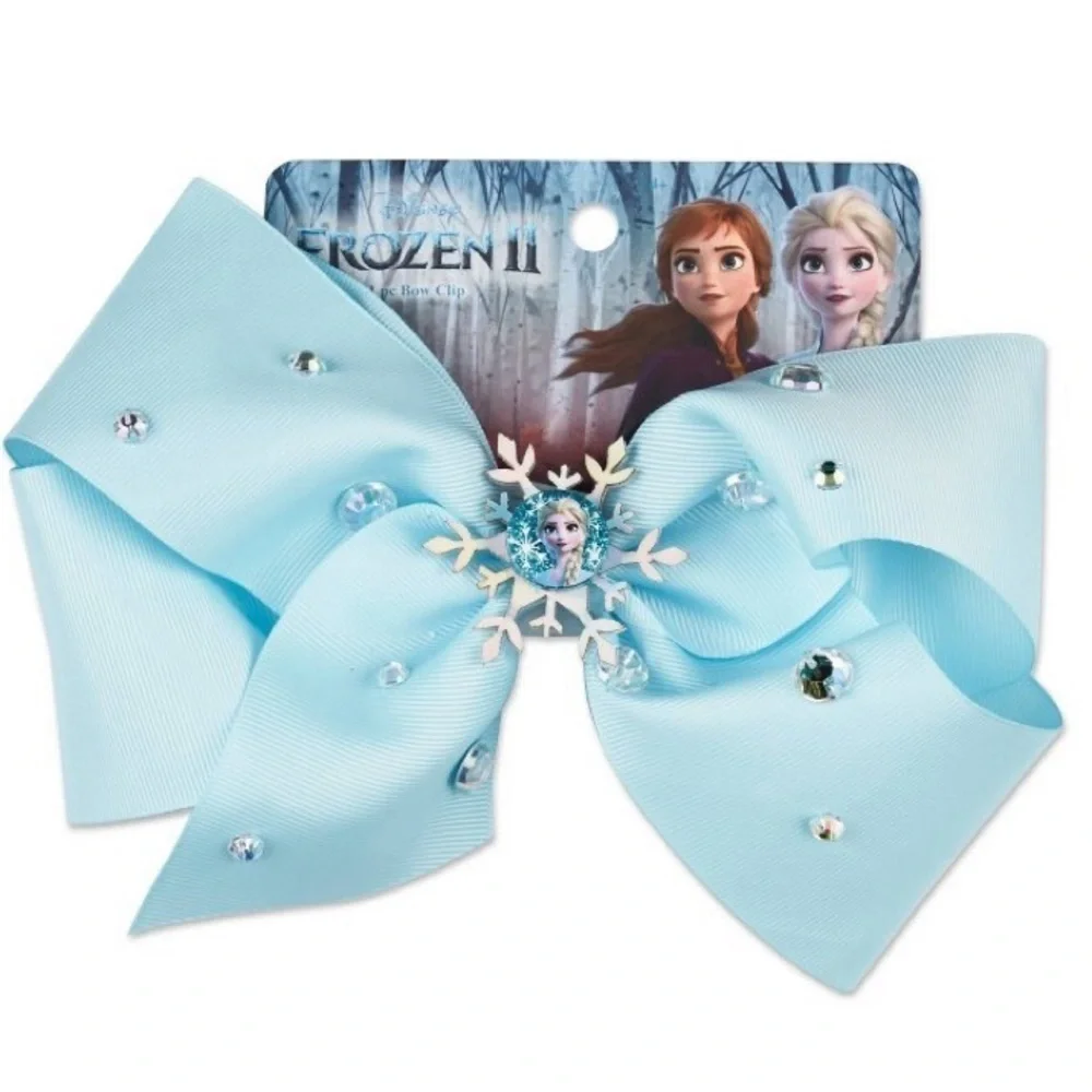 3 NWT disneys frozen 2 large hair bows embellished sparkly salon clip
